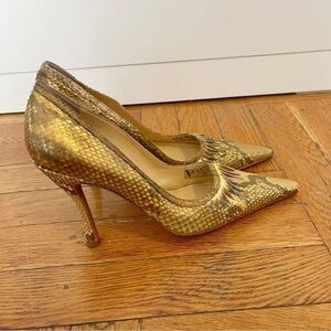 Gianmarco Lorenzi Python Leather Gold Heels